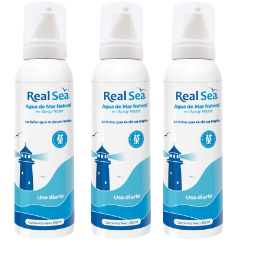 Real Sea. Agua de Mar. Spray Nasal. Paquete de tres (3 unidades)